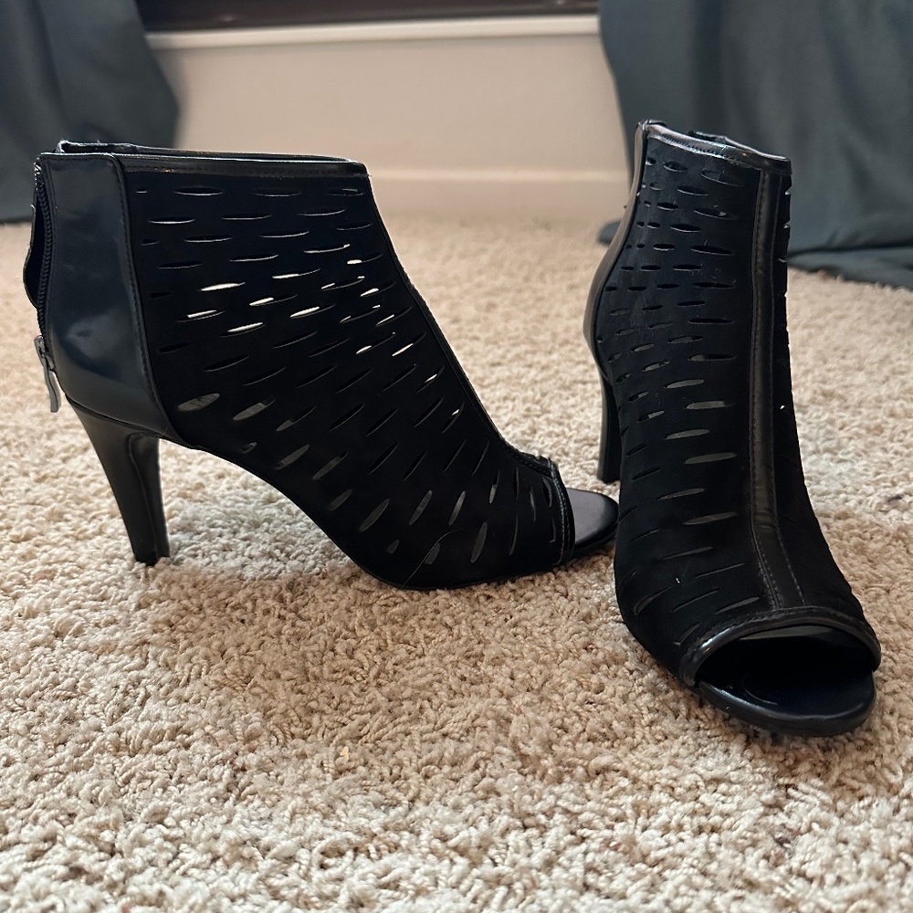Black cut out heels